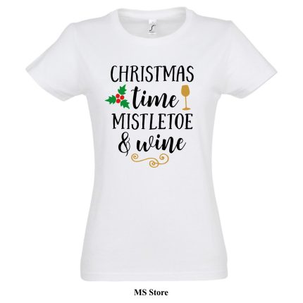 Christmas time mistleto and wine