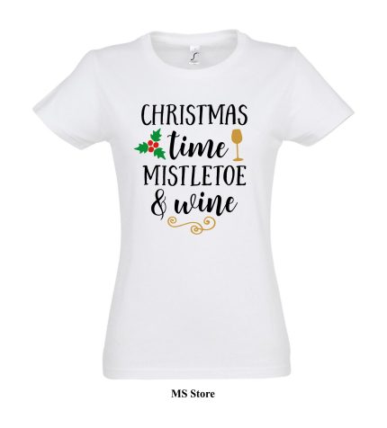 Christmas time mistleto and wine